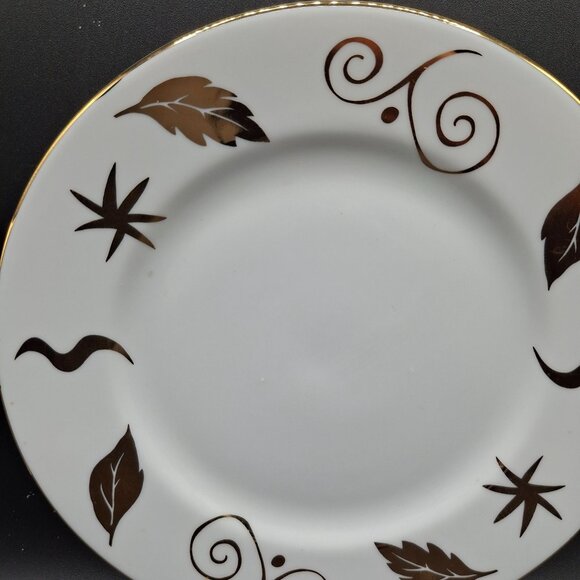 Pier 1 Vintage Ceramic Bread/Desert Plate Set of 4 Leaf Design Monno Bangladesh - Picture 2 of 7